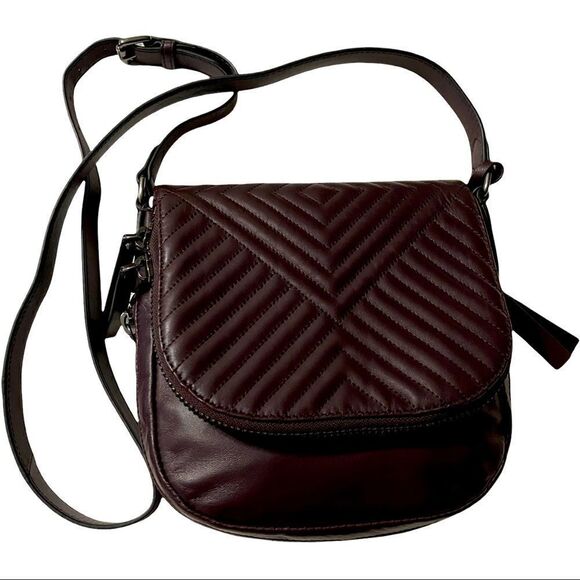 VINCE CAMUTO Bailey Dark Purple Vamp Leather Zip Around Crossbody Bag - Picture 2 of 14